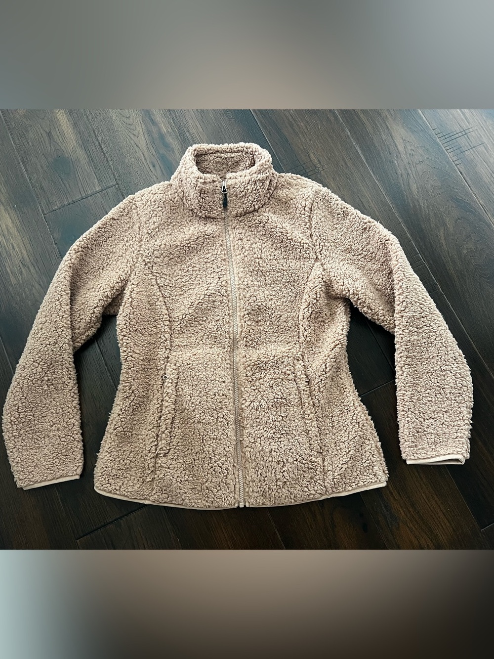 Polar fleece lined Sherpa full zip taupe jacket